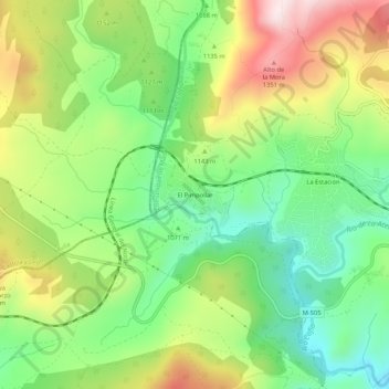 Mapa topográfico El Pimpollar, altitud, relieve