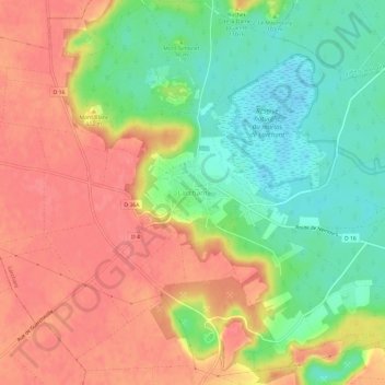 Mapa topográfico Larchant, altitud, relieve