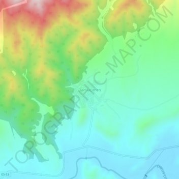 Mapa topográfico Damlaçimen, altitud, relieve
