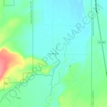 Mapa topográfico San Antonio, altitud, relieve