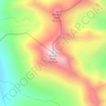 Mapa topográfico Huron Peak, altitud, relieve