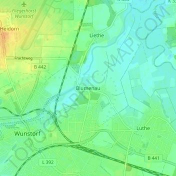 Mapa topográfico Blumenau, altitud, relieve