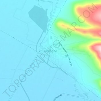 Mapa topográfico Santa Rita, altitud, relieve