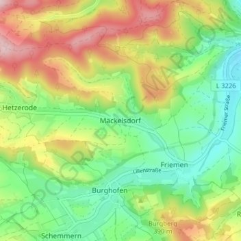Mapa topográfico Mäckelsdorf, altitud, relieve