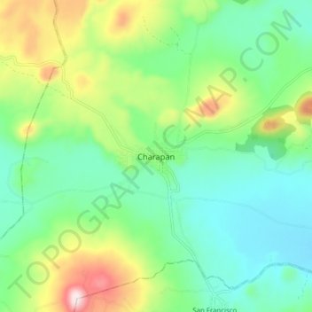 Mapa topográfico Charapan, altitud, relieve