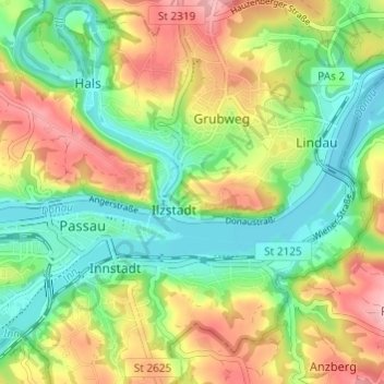 Mapa topográfico Jägerhof, altitud, relieve