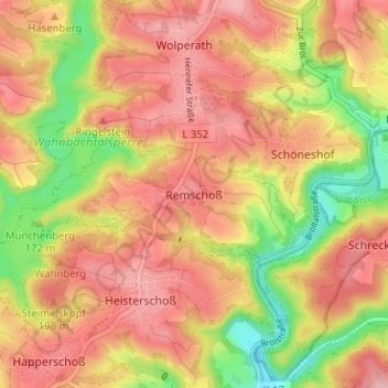 Mapa topográfico Remschoß, altitud, relieve