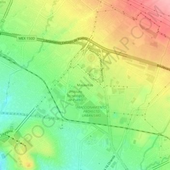Mapa topográfico Maravillas, altitud, relieve