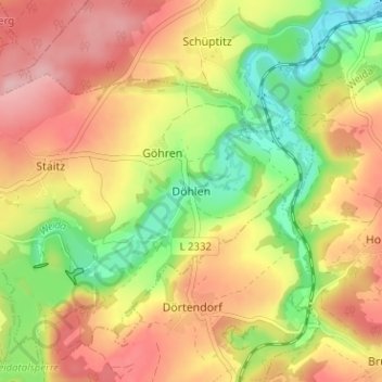 Mapa topográfico Döhlen, altitud, relieve