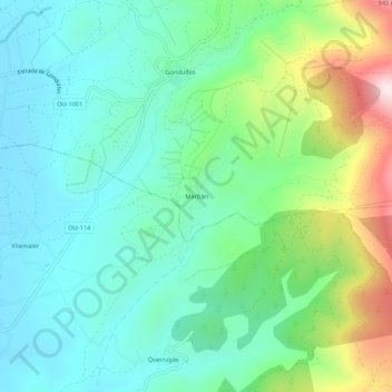 Mapa topográfico Marbán, altitud, relieve