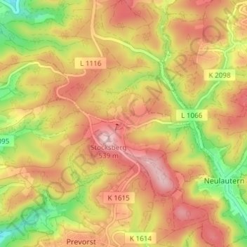 Mapa topográfico Stocksberg, altitud, relieve