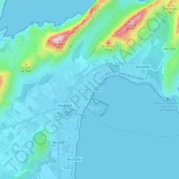 Mapa topográfico Puerto de Pollensa, altitud, relieve