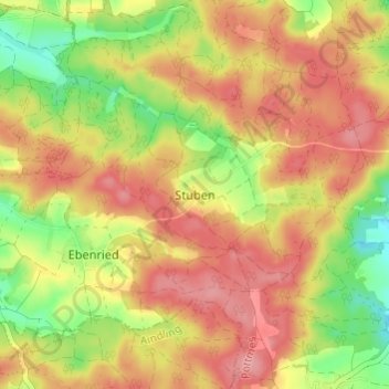 Mapa topográfico Stuben, altitud, relieve