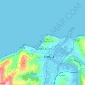 Mapa topográfico Flysch, altitud, relieve