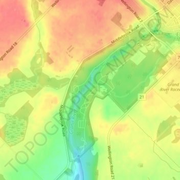 Mapa topográfico Elora Gorge, altitud, relieve