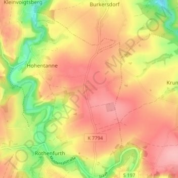 Mapa topográfico Teichhäuser, altitud, relieve