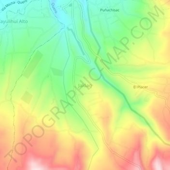 Mapa topográfico Jalóag, altitud, relieve