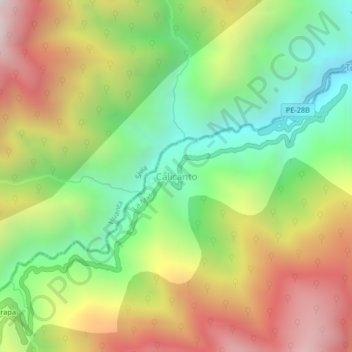 Mapa topográfico Calicanto, altitud, relieve