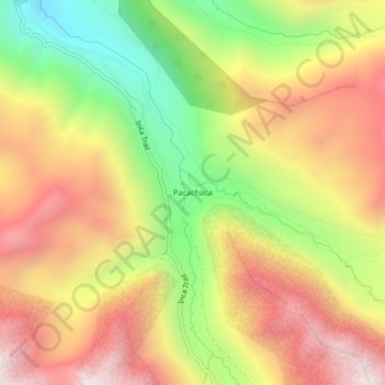 Mapa topográfico Pacachaca, altitud, relieve