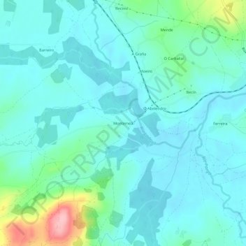 Mapa topográfico Montemeá, altitud, relieve