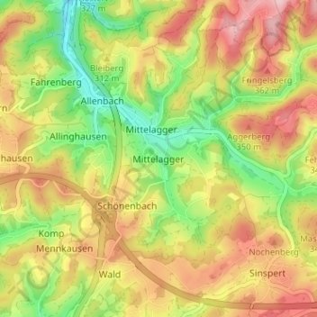 Mapa topográfico Mittelagger, altitud, relieve