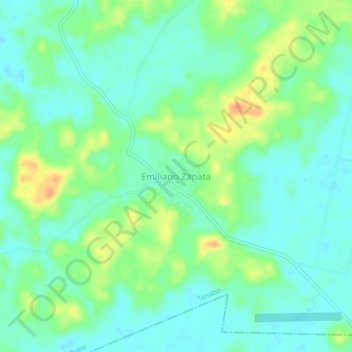 Mapa topográfico Emiliano Zapata, altitud, relieve