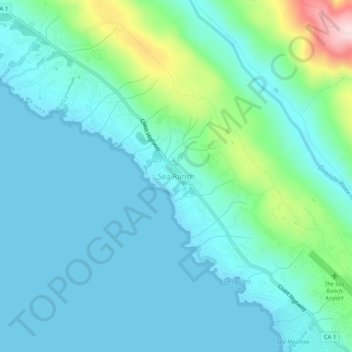 Mapa topográfico Sea Ranch, altitud, relieve