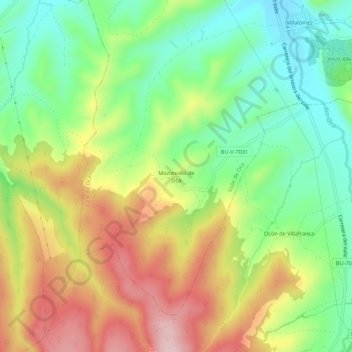 Mapa topográfico Mozoncillo de Oca, altitud, relieve