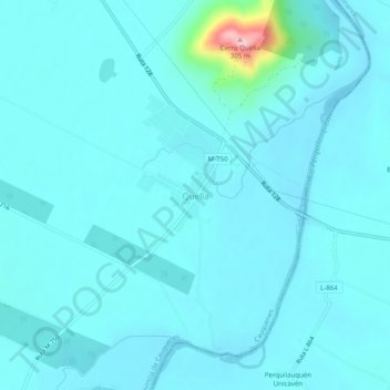 Mapa topográfico Quella, altitud, relieve