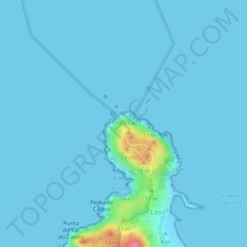 Mapa topográfico Faro de Laxe, altitud, relieve