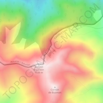 Mapa topográfico Lagunas de Fasgueo, altitud, relieve