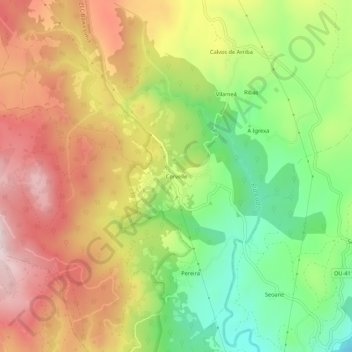 Mapa topográfico Corvelle, altitud, relieve
