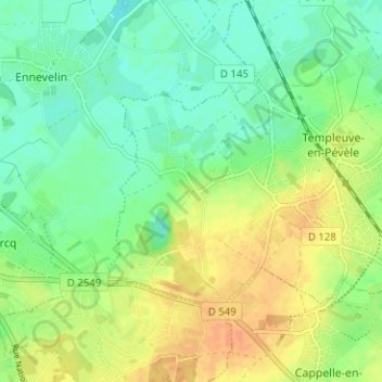 Mapa topográfico Haute Rue, altitud, relieve
