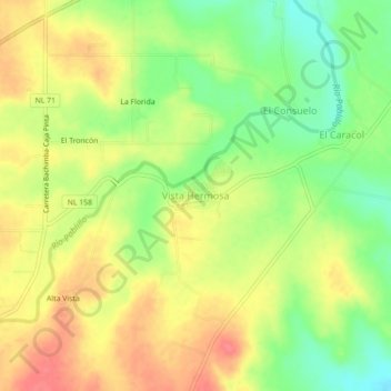 Mapa topográfico Vista Hermosa, altitud, relieve