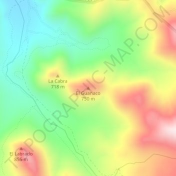 Mapa topográfico El Guanaco, altitud, relieve