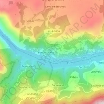 Mapa topográfico Chanteiro, altitud, relieve