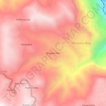 Mapa topográfico Muquecc Alto, altitud, relieve