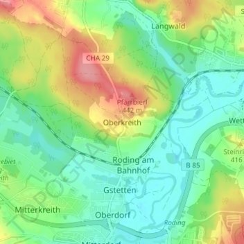 Mapa topográfico Oberkreith, altitud, relieve