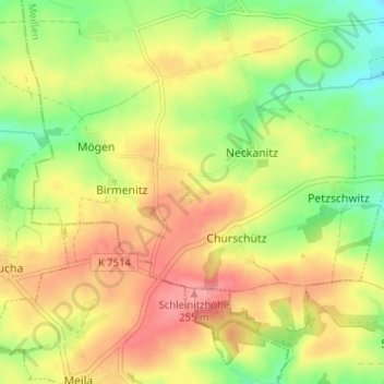 Mapa topográfico Krepta, altitud, relieve
