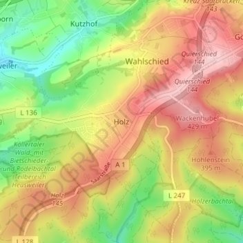 Mapa topográfico Holz, altitud, relieve