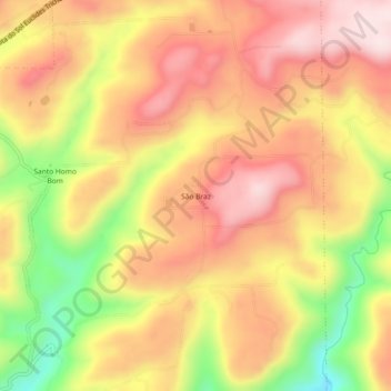 Mapa topográfico São Braz, altitud, relieve