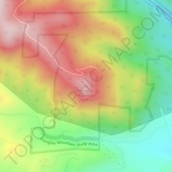 Mapa topográfico Douglas Mountain, altitud, relieve