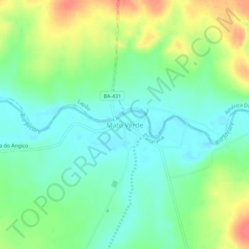 Mapa topográfico Mato Verde, altitud, relieve