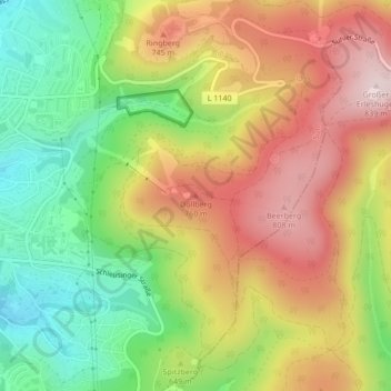 Mapa topográfico Döllberg, altitud, relieve