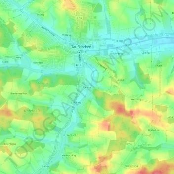 Mapa topográfico Flaring, altitud, relieve
