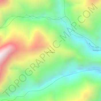 Mapa topográfico San Antonio, altitud, relieve