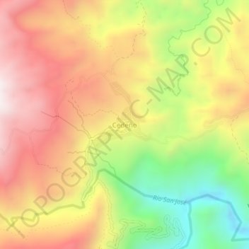 Mapa topográfico Cedeño, altitud, relieve