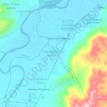 Mapa topográfico Fraccionamiento la Florida, altitud, relieve