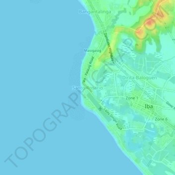 Mapa topográfico Santo Rosario, altitud, relieve