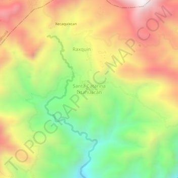 Mapa topográfico Santa Catarina Ixtahuacán, altitud, relieve